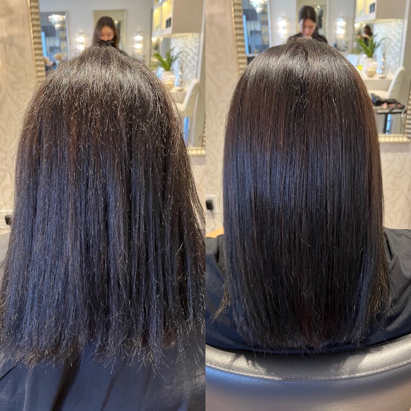 keratin treatment before & after